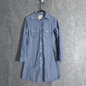 Fine Garments by Bell Anchor Print Dress Button Down Long Sleeve Sz 6 Chambray
